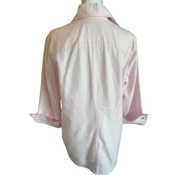 Double R Ravi Ratan Pink Herringbone 3/4 French Cuff Sleeve Medium M EUC - Picture 4 of 9